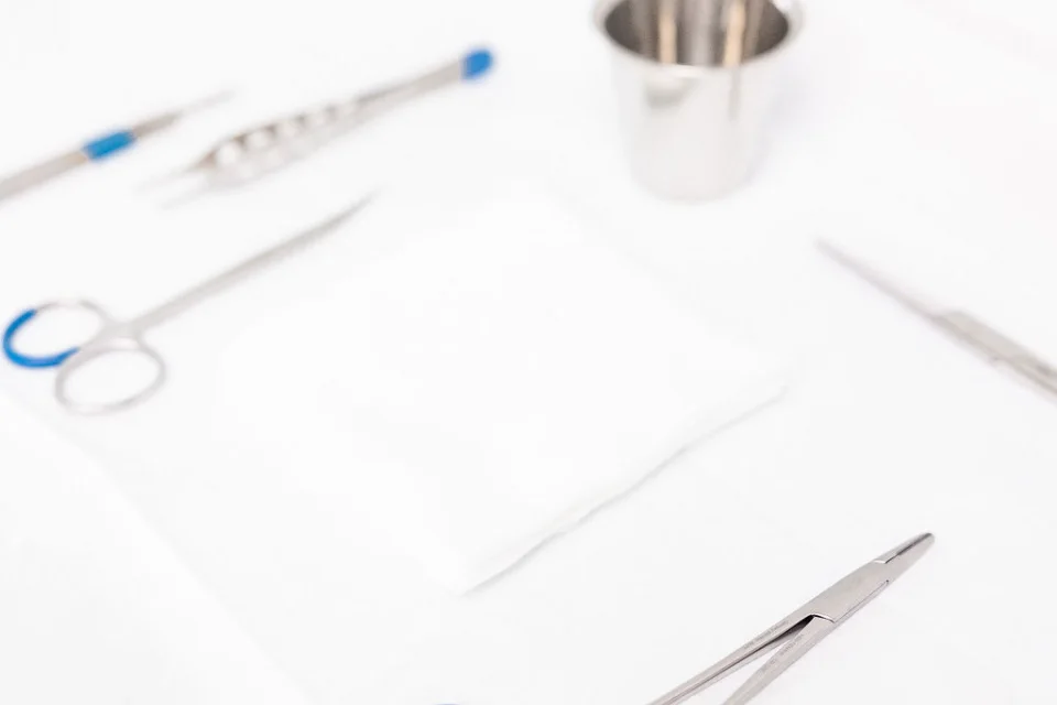 Sterile instruments prepared for an in-office procedure